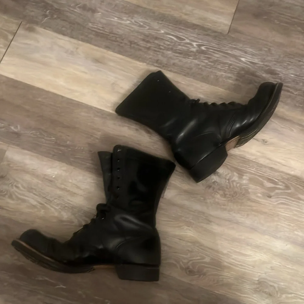 Corcoran vintage red tag USA Black Leather Military Jump combat Boots Size 8.5 D